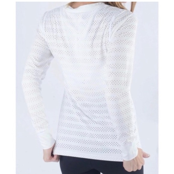 ZYIA Active Perforated Chill Long Sleeve Top White crew neck exercise top - Picture 2 of 10